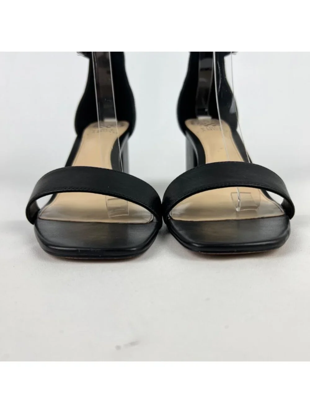 Vince Camuto Womens Margry Block Heel Sandal Black Leather Ankle Strap size 11